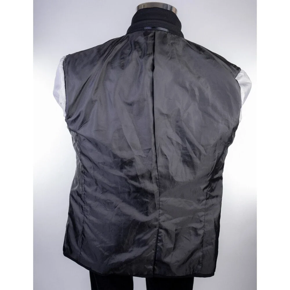 H&M Mens Blazer Jacket Size 42R Skinny Fit Black Sport Coat Two Button Poly